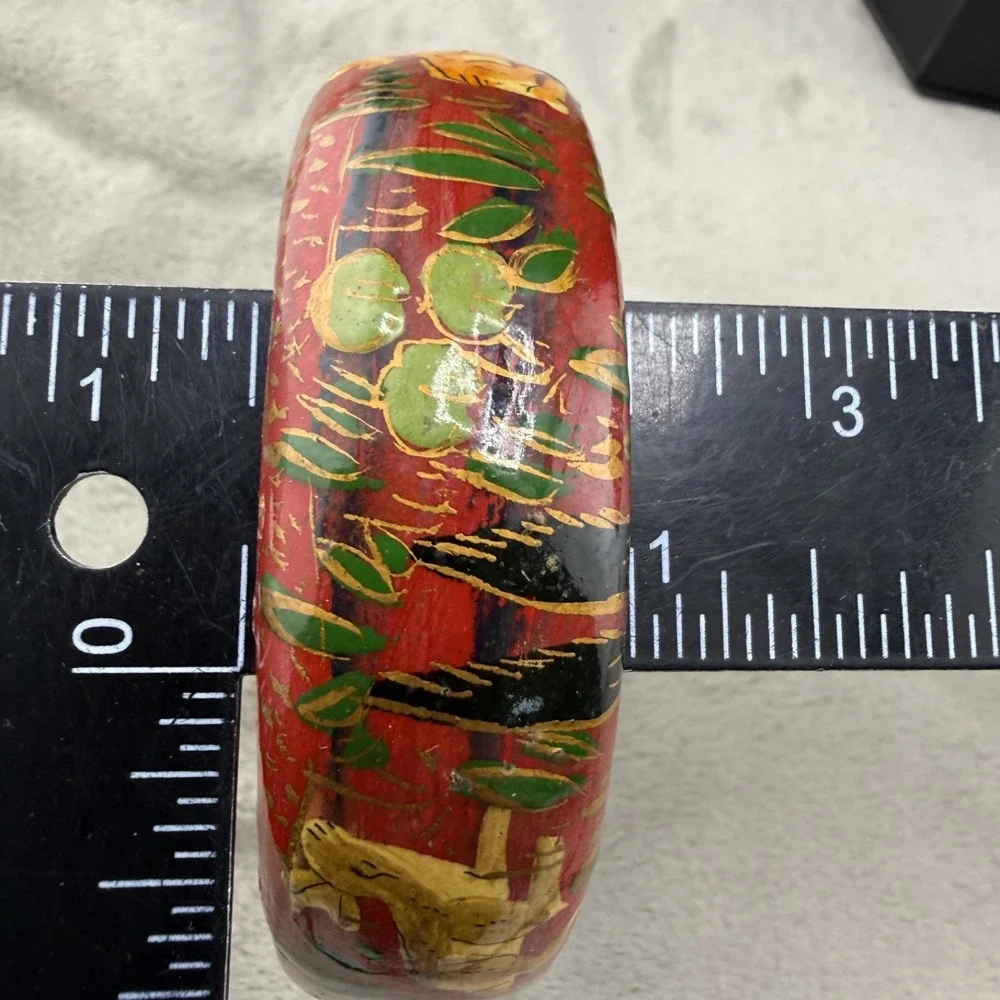 Vintage Bangle Bracelet Painted Animals Desert‎ 8.5
